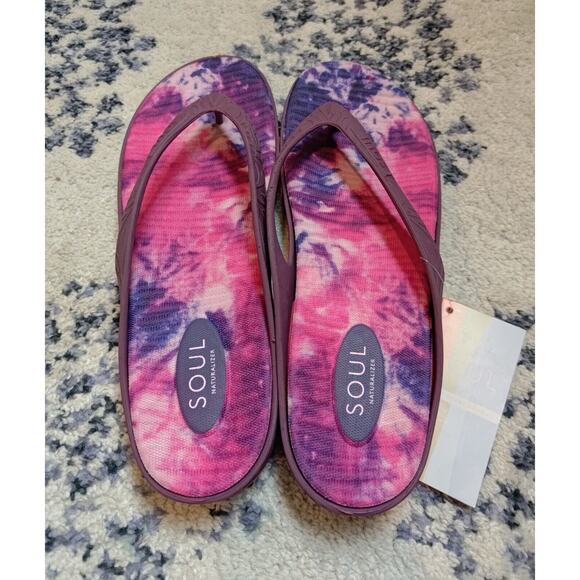 SOUL by Naturalizer Berry Maroon COMFY Flip Flops Sandals 12M - Picture 2 of 6
